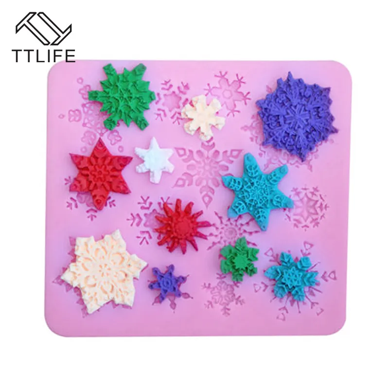 

TTLIFE 3D Christmas Decorations Snowflake Lace Chocolate Party DIY Fondant Baking Cooking Cake Decorating Tools Silicone Mold
