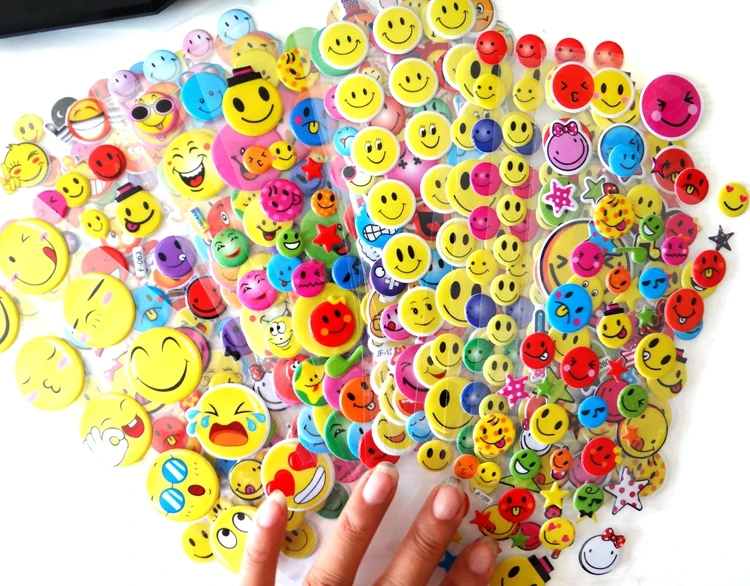 

10pcs cute Emoji Smile Face Diary Stickers Posted It Kawaii Planner Memo Scrapbooking Sticker Stationery Child Toy Stickers