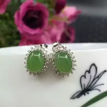 Изысканный Yu в форме яйца Серьги Серебро 925 инкрустация