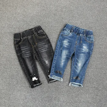 

New Arrival Brand Boys Jeans Fashion Trim Design Moustache Print Trousers Children's Cowboy Pants Black and Blue Jeans for Boys