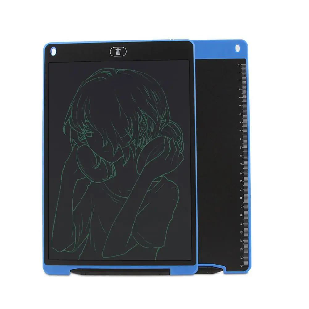 12 дюймов ЖК-планшет Цифровой почерк колодки с ручкой сенсорный экран Музыка умное обучение для детей подарки на день рождения - Цвет: blue