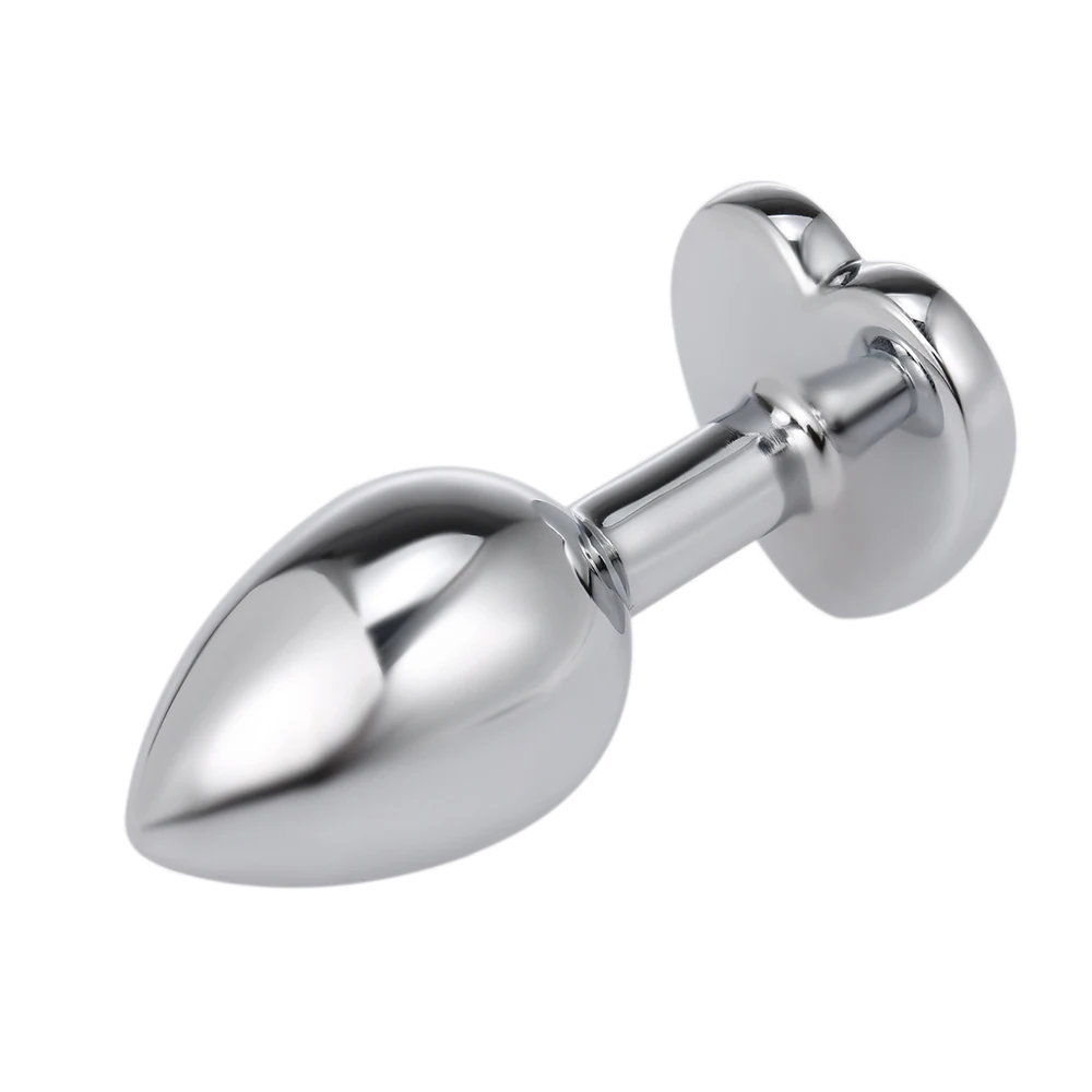 3PCS Jewel Anal Plug Stainless Steel Prostate Massage Metal Anal Beads With Heart Shape Base Adult Sex Toys for Women Men Gays