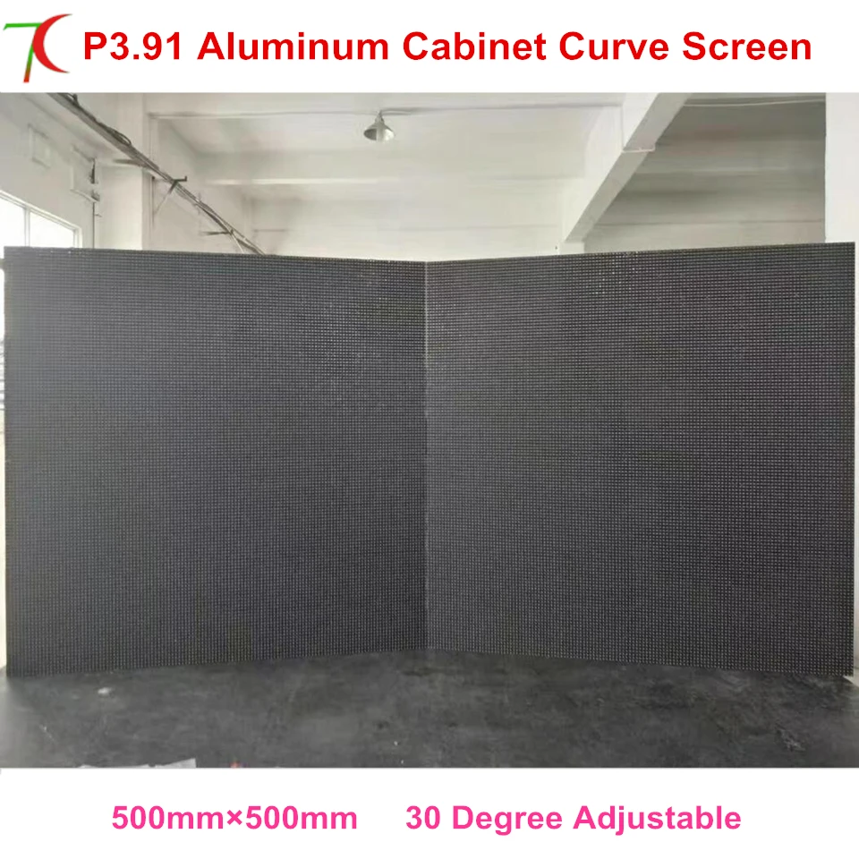 Изогнутый СВЕТОДИОДНЫЙ дисплей P3.91 500*500 мм водонепроницаемый литой алюминиевый Прокат экран шкафа