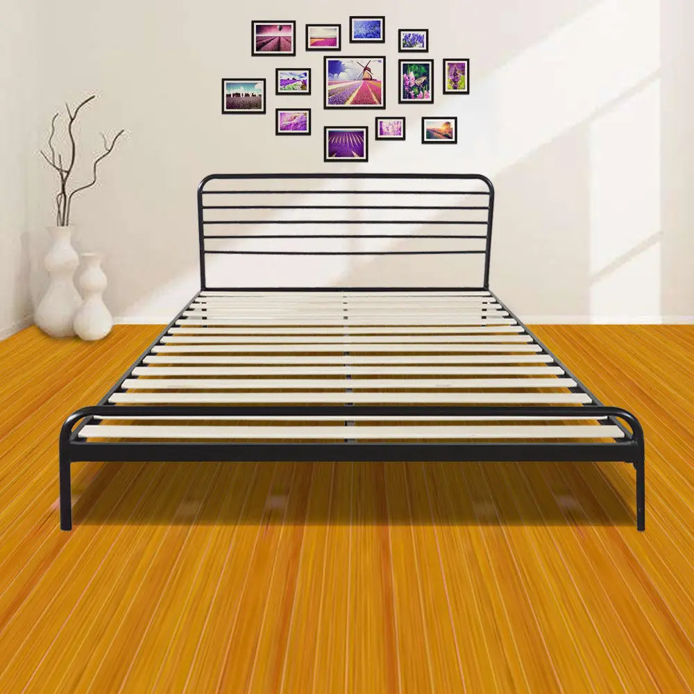 

Full Size Bed Frame Simple Basic Iron Metal Black for Small Room Furniture US