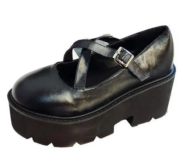 Rond Creepers Bout Lolita Chaussures Vente Compensé forme Femmes Rétro Plate B2 Chaude Talon Boucle 0EwBpq