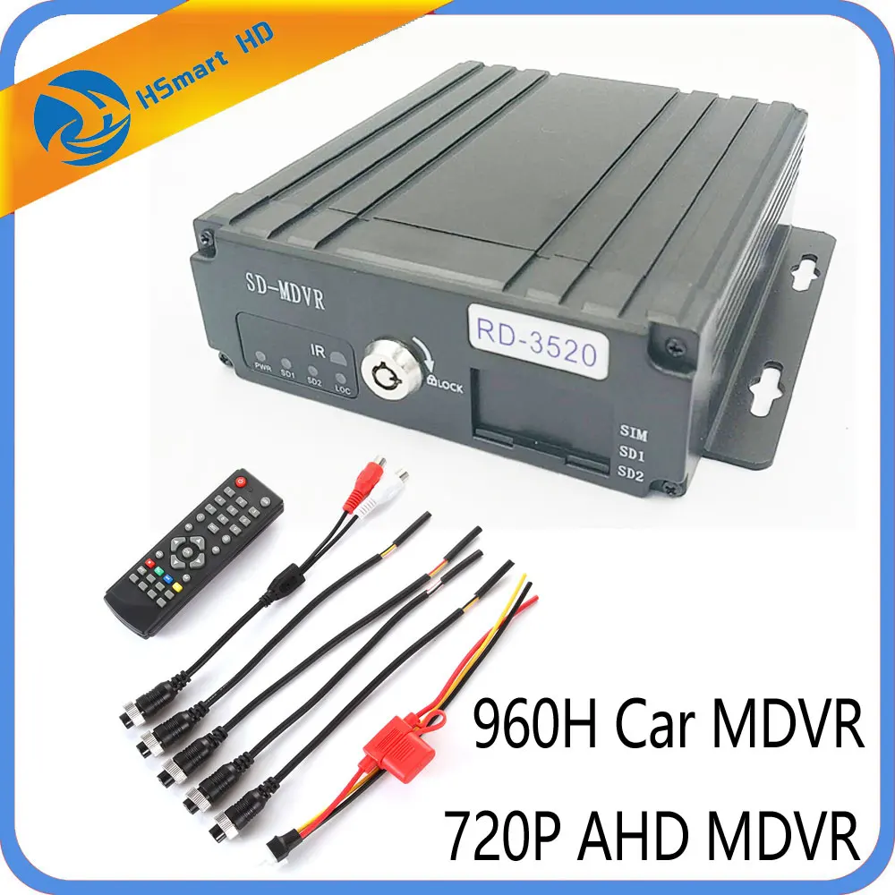 

Mini SD Card 4CH Car Vehicle AHD Mobile DVR 960H 720P Realtime Video Audio Recorder Remote