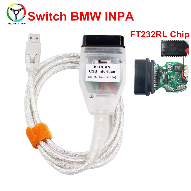 Новейший для BMW INPA K+ CAN с FTDI FT232RL чип OBD2 кабель диагностический инструмент INPA K+ DCAN Поддержка K линия для BMW от 1998 - Цвет: With Switch