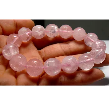

Free shipping Discount Wholesale Natural Genuine Caesium Beryl Morganite Pink Aquamarine Bracelet Round Loose beads 14mm