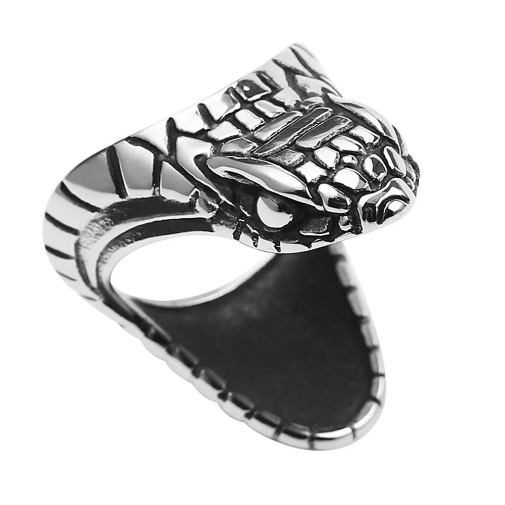 Punk Stainless Steel Men Snake Ring Animal Cobra Antique Silver Male Rings Engagement Vintage Jewelry Biker Band