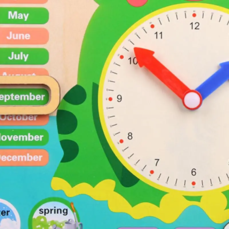 Деревянный мультфильм лягушка календарь набор часов для детей; из дерева календарь время познавательный, на поиск соответствия игрушки