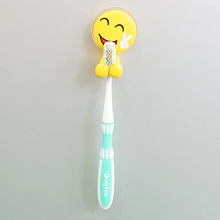 

1Pcs Toothbrush Wall Mount Holder Cute chat expression Sucker Suction Bathroom Organizer Family Tools Accessories