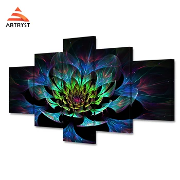 

Artryst Home Decor 5 Panel Modular Canvas Painting Art Poster HD3D Colorful Flower Artwork on canvas for living room wall art