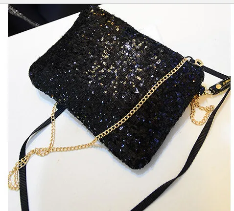 women Lady Sexy Zipper Handbag Tote Cool Lux Punk Sequin Bag Shoulder chain Bags 200g/pcs