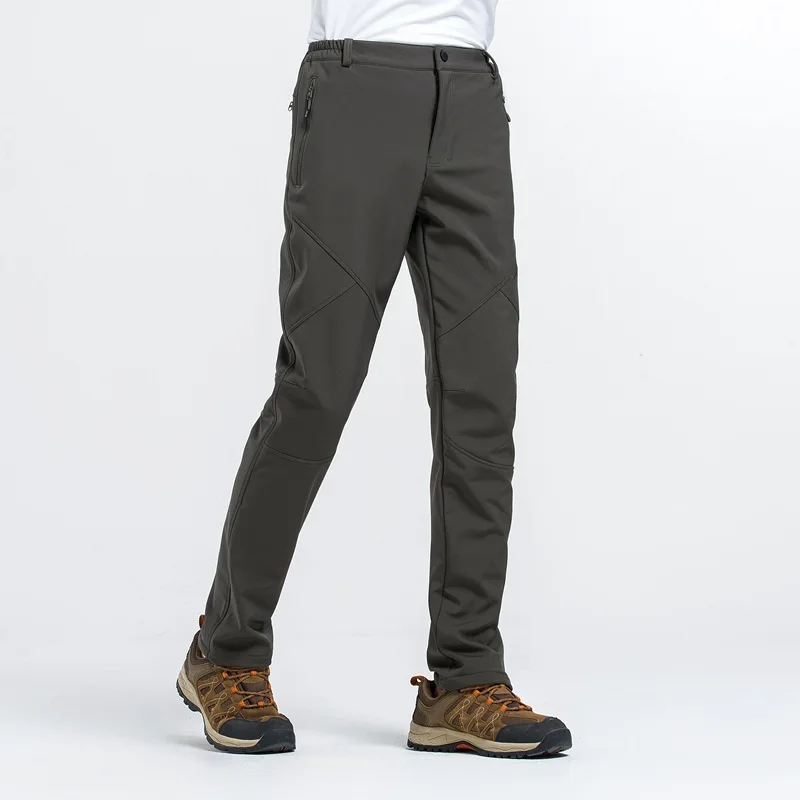Invierno de los hombres y las mujeres al aire libre Stormtrousers de alta permeabilidad Soft-shell montañismo y de peluche pantalones Camping Trekking