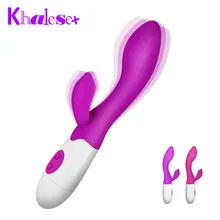 Khalesex Flexible Silicone G Spot Rabbit Vibrator Adult Sex Toys for Woman Anal Dildo Vibrator Clitoris Stimulator Mute 30 Speed