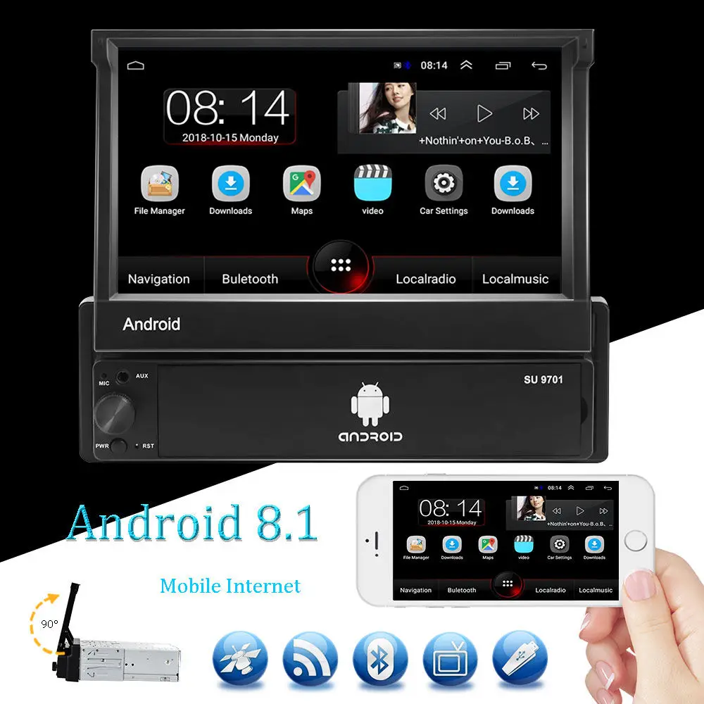 Camecho Универсальный Авторадио Android 8,1 Автомобильный мультимедийный автомобильный радиоприемник проигрыватель автомобильный стерео 1DIN " gps Wifi Bluetooth Авто Радио стерео