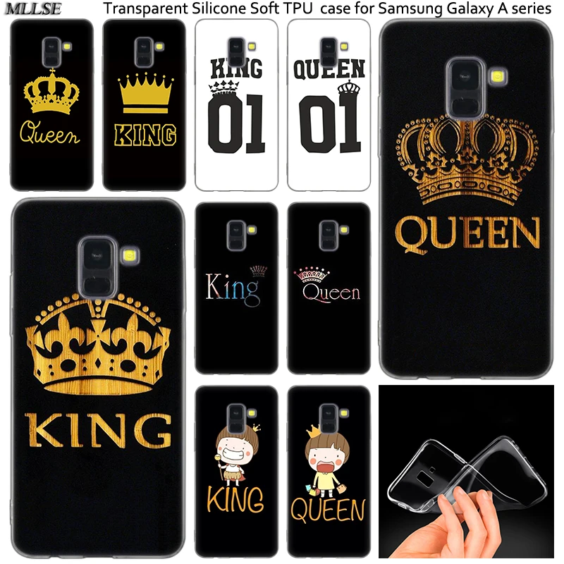 

Hot King Queen 01 Brand Couple Silicone Case For Samsung Galaxy A50 A30 A10 A40 A6 A8 Plus A20 E A5 A7 2018 2017 2016 Note 9 8