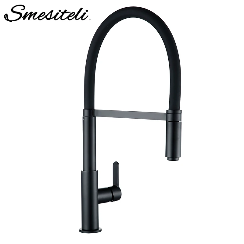  Smesiteli Kitchen Faucets Round Matte Black Brass Single Handle Single Hole 360 Degree Swivel Mixer - 32910971411