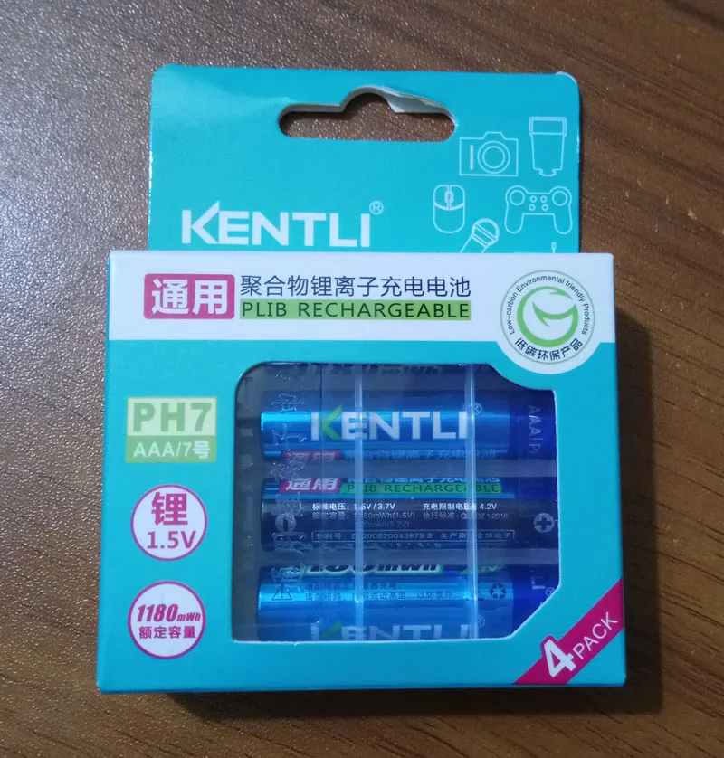 KENTLI 1 5 В 1180mWh AAA аккумуляторная литий полимерная ионная литиевая батарея зарядное
