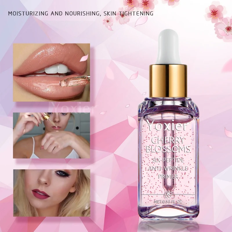 15ml Cherry Blossoms Essence Makeup Base Whitening Essence Primer Makeup Face Beauty Makeup Base forFace Lip