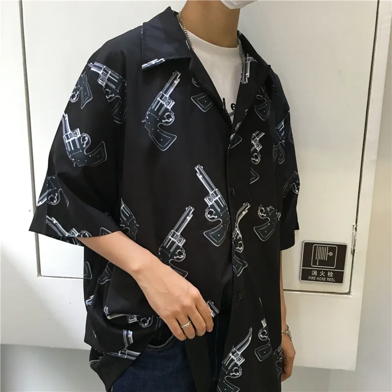 

HipHop Gothic Dark Graffiti Print Korean Streetwear Loose Shirt Men Blouses Blusa Funny Punk Top Fashion Jumper Oversized Summer