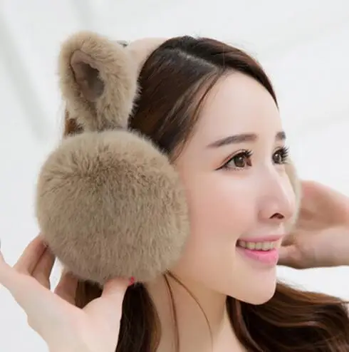 SuperB&G плюшевые Женская зимняя обувь Earmuff теплый наушники для девочек наушники искусственного меха кролика уха дизайн защита ушей наушники - Цвет: C