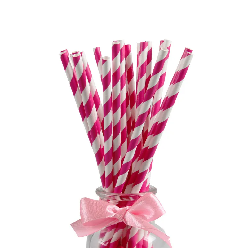 25 шт. розовое золото полосатые бумажные соломинки одноразовые для вечеринки посуда Единорог День Рождения украшения Детские свадебные принадлежности - Цвет: Style 19