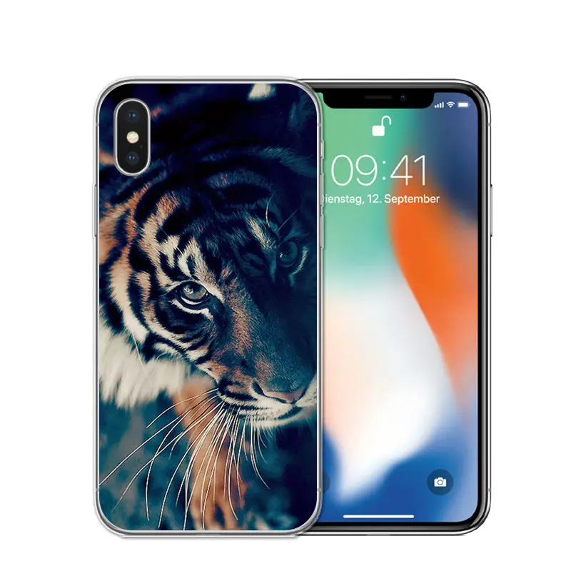 RUIXKJ для iphone X, 8, 8 Plus, 7, 6, 6S Plus, 5S, SE, крутой тигр, Сова, кошка, собака, мультфильм, окрашенный силиконовый чехол для телефона, для iphone 7, чехол - Цвет: T0538