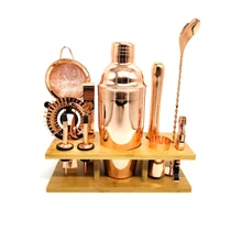 11pcs 750ML Cocktailshaker Hight Quality Shinny Stainless Steel British Cocktail Shaker Set Rose Gold Color stainless steel hotsale quality cocktail table base only