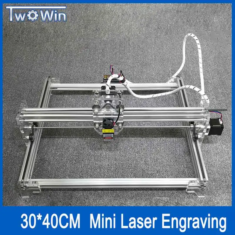DIY мини лазерный гравировальный станок гравер резка маркировочный принтер для дерева кожа работы размер 300 мм* 400 мм - Цвет: 500mw