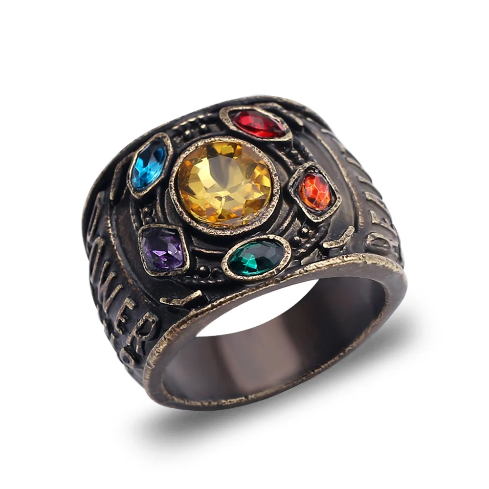 10 шт./партия,, бесконечные войны, Thanos ювелирные изделия, бесконечность Gauntlet кольцо Мстителей с кристаллами, палец кольцо