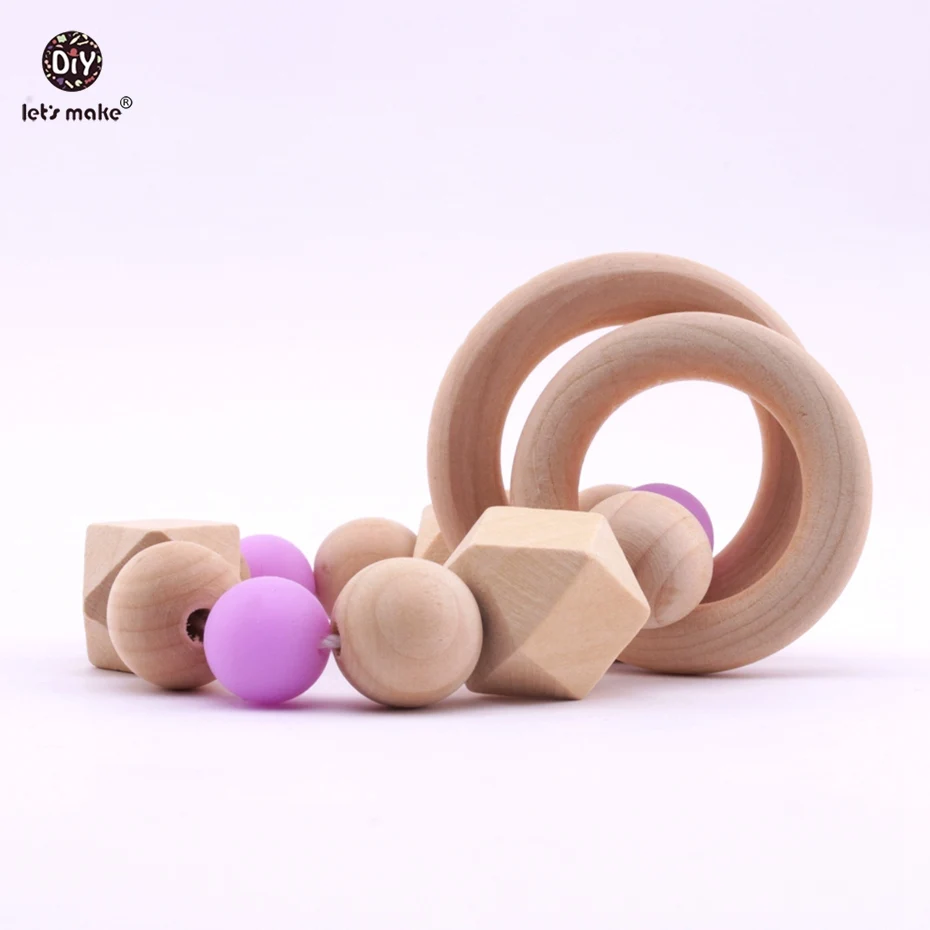 

1pc DIY Wooden Bracelet Food Grade Materials Wood Ring DIY Crafts Accessories Nurse Gifts Baby Toys Teething Chewing Beads