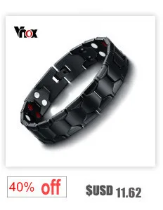 Vnox магнитотерапия браслет Для мужчин ювелирные изделия черный Мощность Нержавеющая сталь Браслеты Здоровье и гигиена бесплатно шкатулка