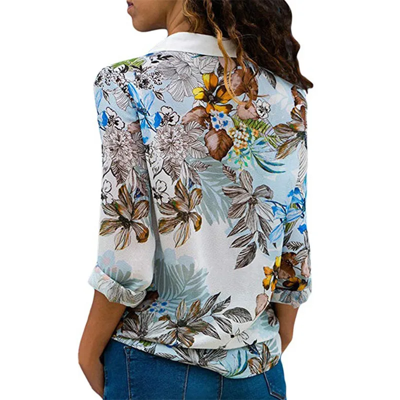 New Women Chiffon Blouse Shirt 2019 Female Clothing Long Sleeve Blusas Chiffon Women's Office Blouses Printed Casual Lady OL Top