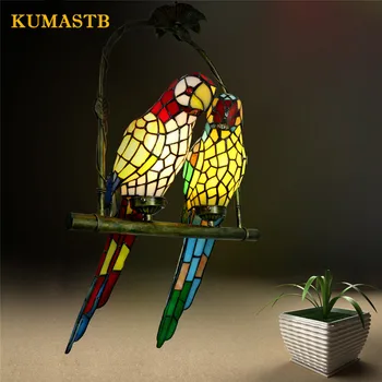 

Stained Glass Parrot Lamps Creative Art Glass Parrots Pendant Light For Bedroom Living Room Restaurant LED Parrot Pendant Lamp