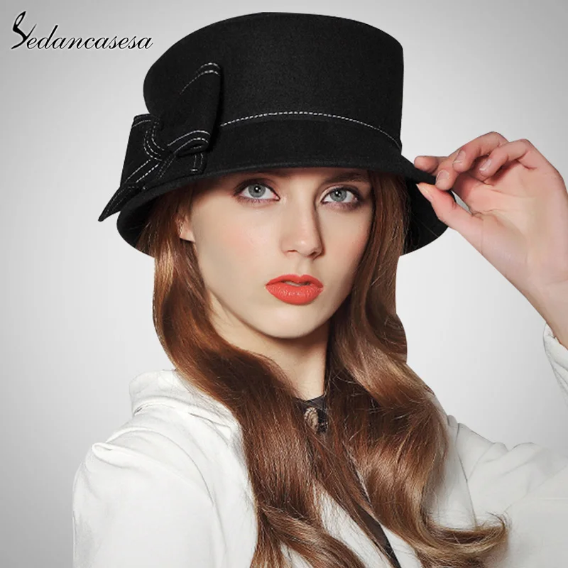 Sedancasesa Europe American Sombreros Women 100 Australian Wool Cloche