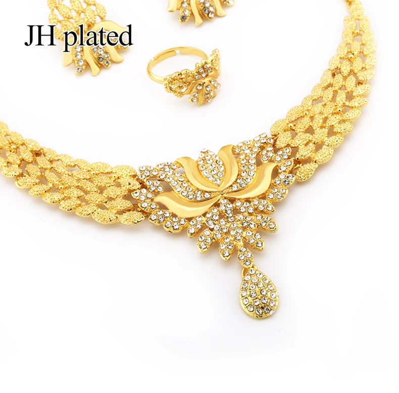 JHplated изысканные роскошные дубайские Ювелирные наборы золотого цвета индийские нигерийские африканские большие ювелирные аксессуары ювелирные изделия