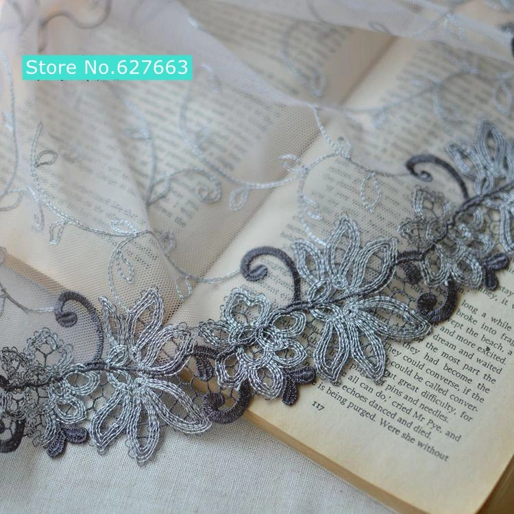 

New 5yards /19cm wide gray unilateral lace ribbon lace embroidery lace DIY craft