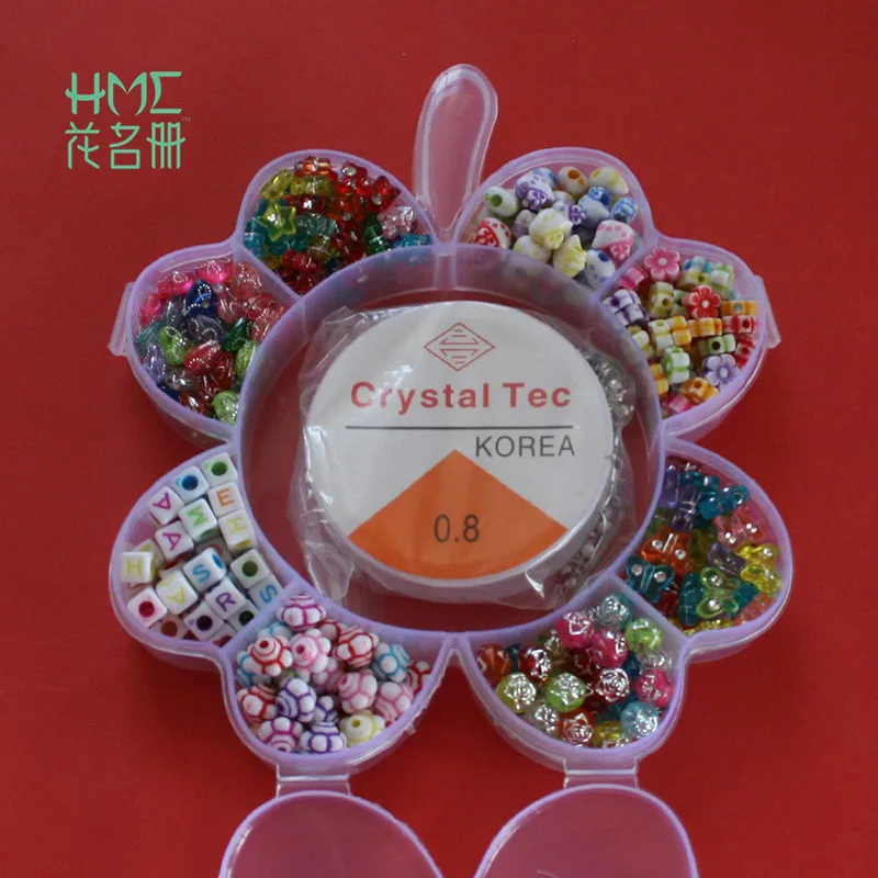 DIY Plastic Acrylic Bead Kit With Box Jewelry Mix Beads Accessories For