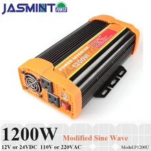 Car Power Inverter 1200W Sine Wave Converter 12/24V 220V DC-AC Solar Inverter PEAK 2400W Power