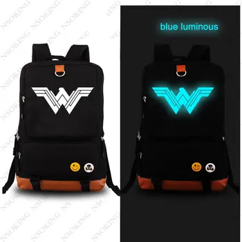

New superhero Wonder Woman Backpack Fashion Game Canvas Student Luminous Schoolbag men Unisex Travel Bags