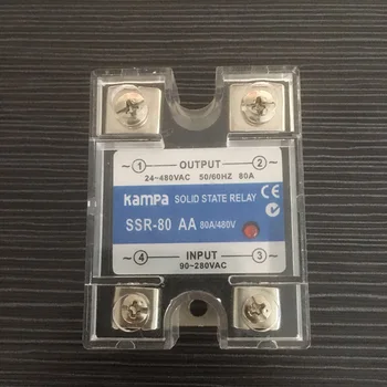 

Single Phase Dielectric Strength 4KV SSR-80A Input 90-280 VAC Control Output 24-480VAC Black Color Solid State Relay(SSR-80AA)