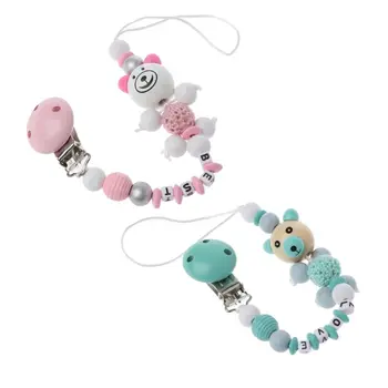 

Baby Pacifier Clip Chain Infant Boys Girls Cute Cartoon Bear Letters Toys Teether Pacifier Chain Holder Baby Nipple