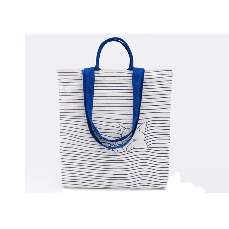 

Stripe Canvas Shopping Bag Casual folding bag Enjoy the feeling of shopping