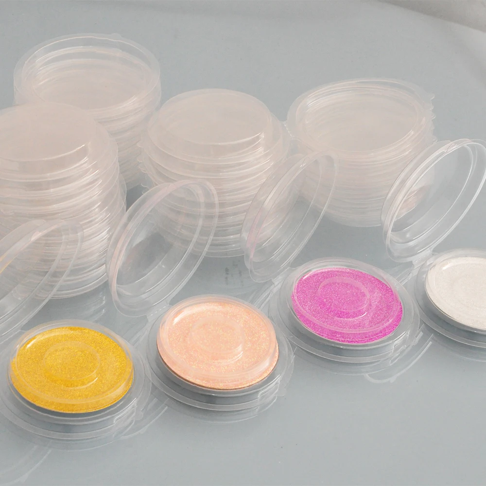 

50pcs Disposable Clear Round False Eyelashes Packaging Boxes Fake 3d Mink lashes Storage Case Empty Blister Faux Cils container