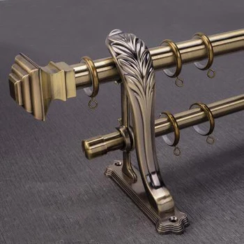 

Curtain rod Roman rod European antique high carbon steel 28mm thick mute track bracket accessories double rod 6.5meter to Rus