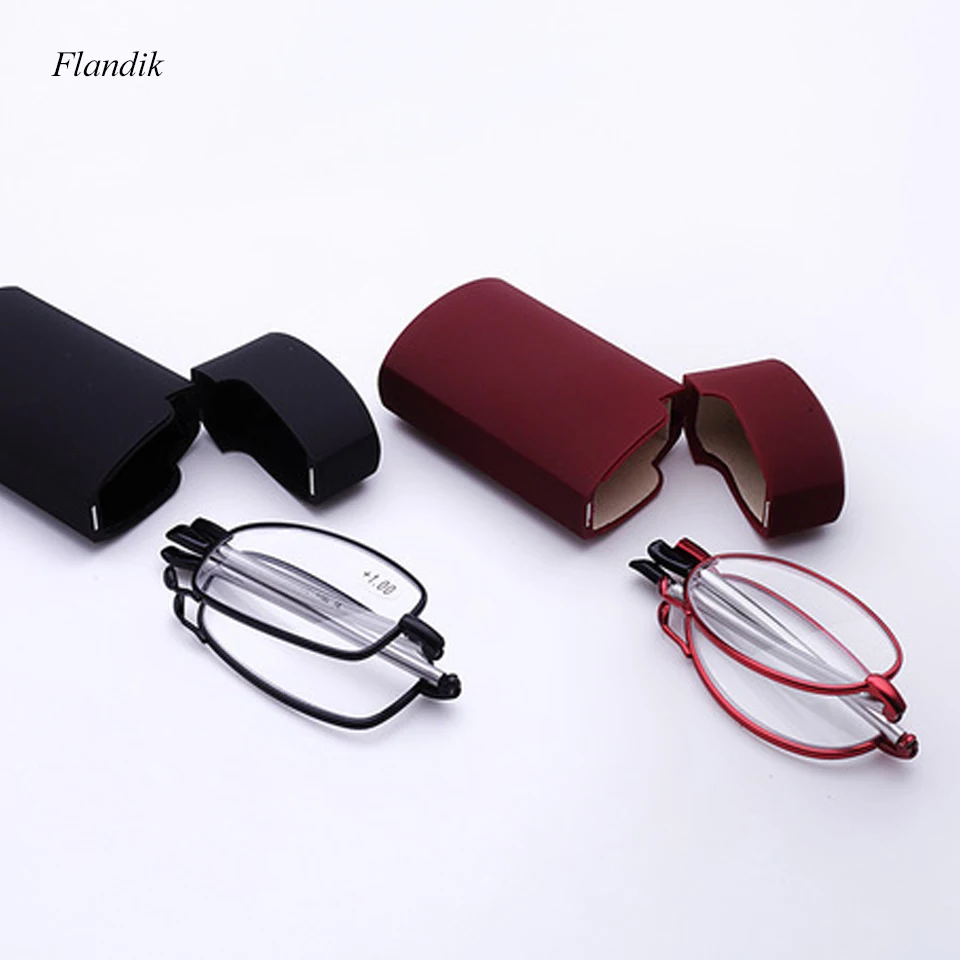

Upgraded Unisex Folding Reading Glasses Front Presbyopic Men Women Adjustable Stainless Steel Frame 1.00-4.00 Business Glasses
