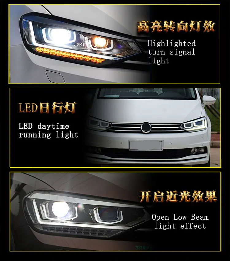 Автомобильный Стайлинг светодиодный головной фонарь для VW Touran светодиодный фары для Touran drl H7 hid Биксеноновые линзы angel eye ближнего света