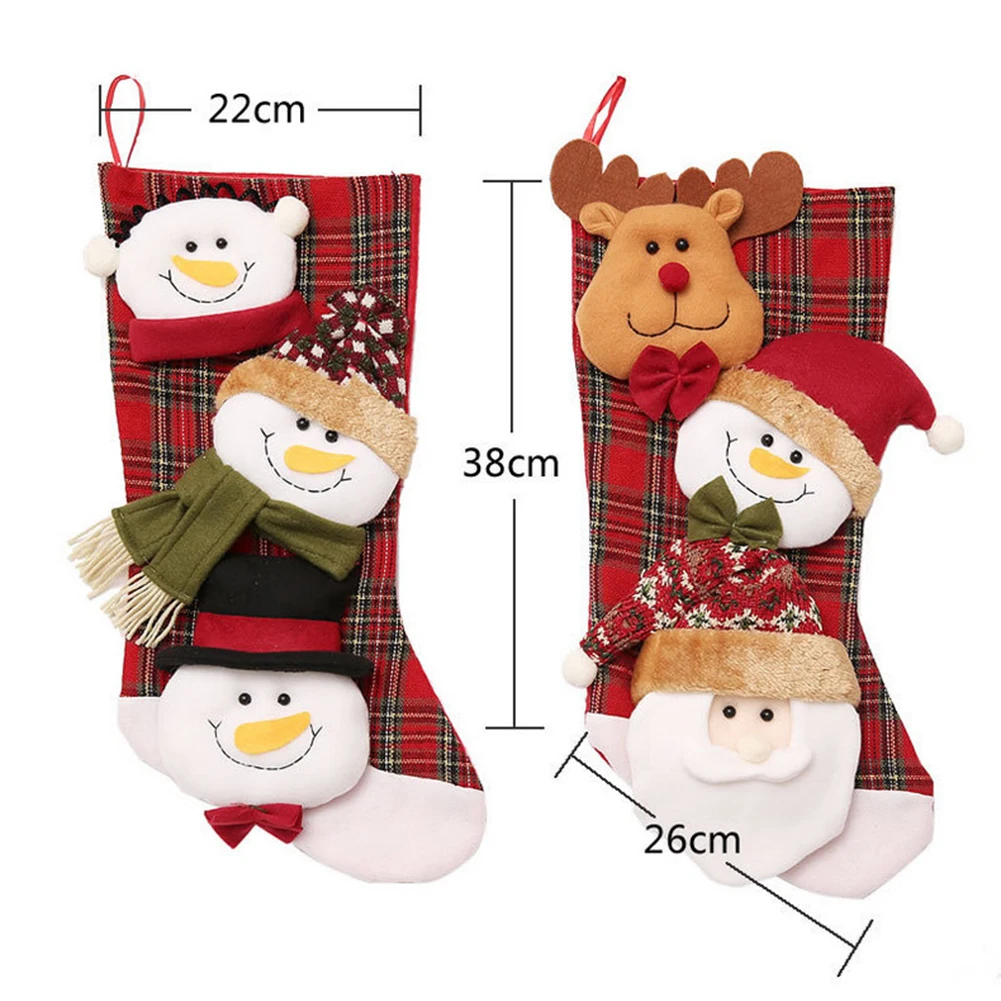 Рождественские чулки в форме снеговика, рождественские носки, большие вечерние украшения для дома, подарок на Рождество/конфеты, сумка