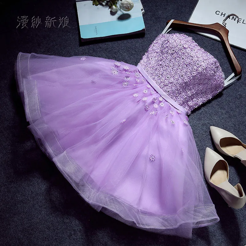 2016 Hot sale Korean style evening dress tube top dress puff skirt sisters dress short design Vestidos de fiesta